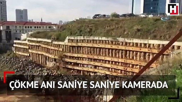 İstinat duvarının çökme anı saniye saniye kamerada