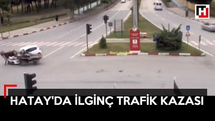 At arabası ile karşı yönden gelen otomobilin üzerine çıktı