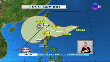 Patuloy na tinutumbok ang Hilagang Luzon ng Tropical Depression Neneng, ang ikalawang bagyo ngayong Oktubre | BT