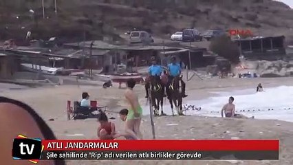 Atlı jandarma  birlikleri Şile sahilinde görevde
