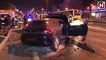Kaza yapan sürücünün ayak parmakları koptu
