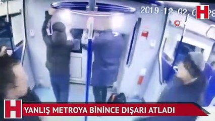 Yanlış metroya binen yolcu dışarı atladı