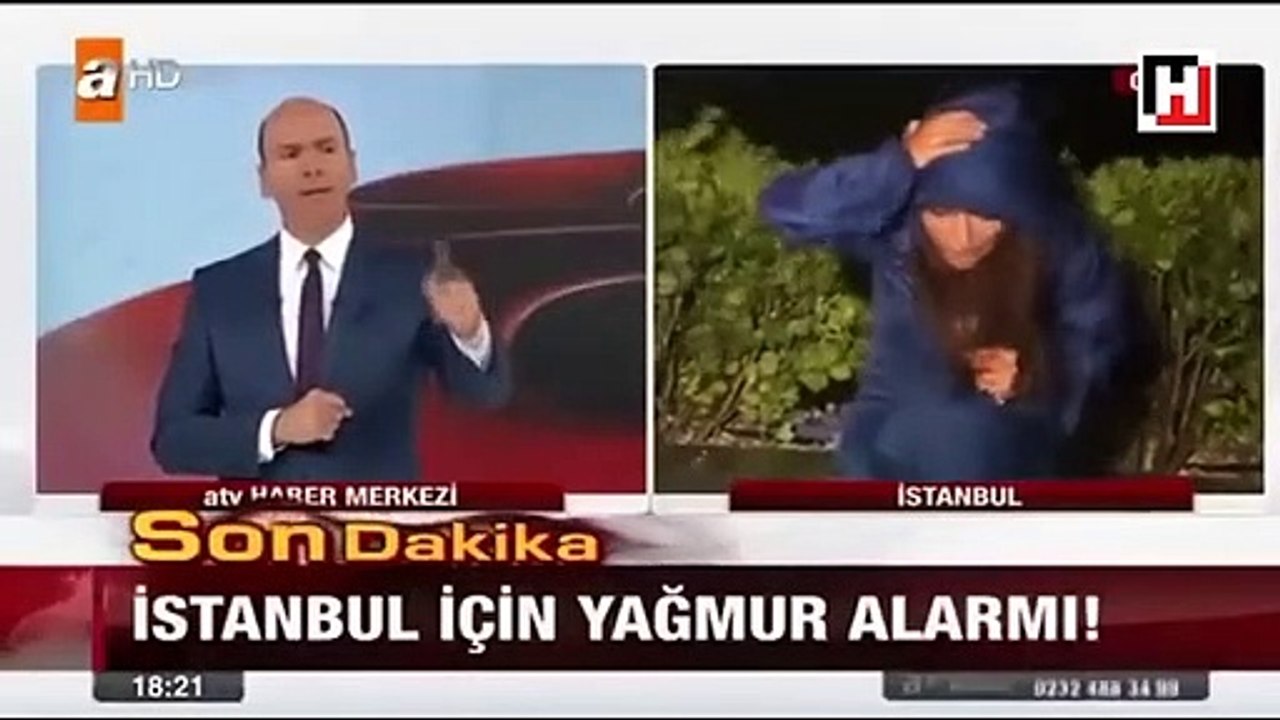 Doluya canlı yayında yakalanan ATV muhabiri zor anlar yaşadı