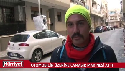 Sen misin park eden dedi: Çamaşır makinesi attı
