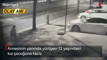 Annesinin yanında yürüyen 12 yaşındaki kız çocuğuna taciz! O anlar kamerada