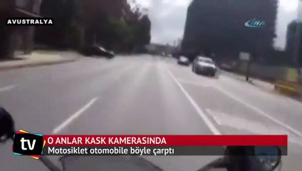 Motosiklet otomobile böyle çarptı