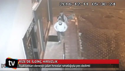 Ayakkabıları deneyip çalan hırsızlar kamerada