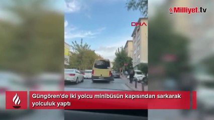 Güngören'de minibüs kapısından sarkarak yolculuk