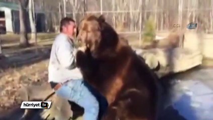 Dev ayı ile bakıcısının inanılmaz dostluğu