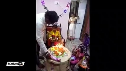 Çocuğunun doğum günü kutlamasını  abartan baba