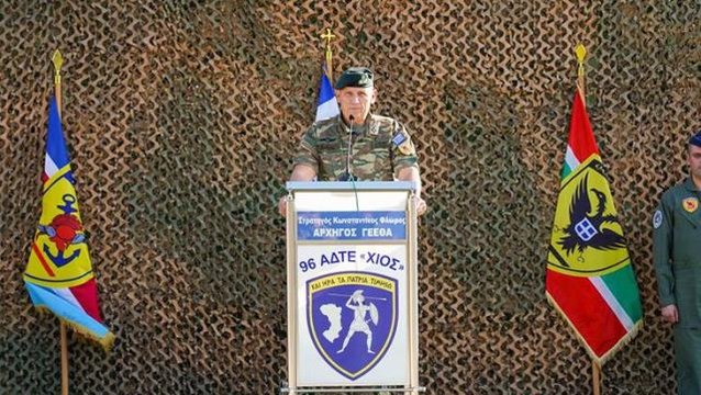 Yunanistan Genelkurmay Başkanı'ndan gayri askeri statüdeki Sakız Adası'na provokatif ziyaret