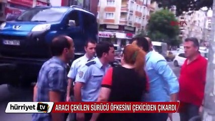 Aracını çekicinin üzerinde görünce...