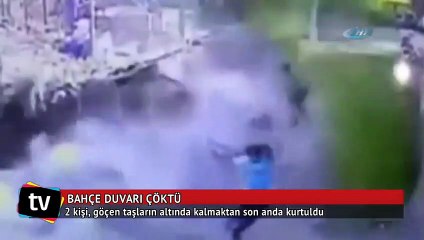 Bahçe duvarı çöktü: 2 kişi ölümden döndü
