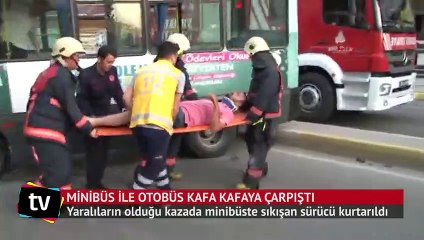 Bağdat Caddesi'nde minibüs ile otobüs kafa kafaya çarpıştı