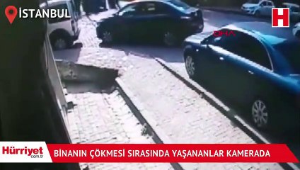 Bahçelievler'de binanın çökmesi sırasında yaşananlar güvenlik kamerasında