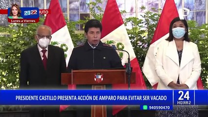 Pedro Castillo presenta acción de amparo contra el Congreso para evitar acusación y vacancia