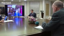 Cumhurbaşkanı Erdoğan ve bakanlar  telekonferans ile görüştü