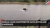 Baraja uçan kamyonetin suya batma anı kamerada