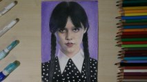 Wednesday Addams Drawing ||How To Draw Wednesday Addams