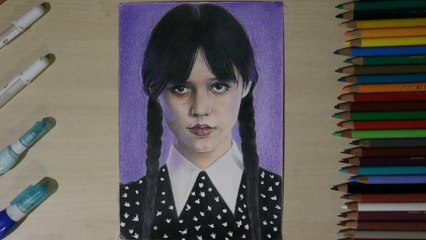 Wednesday Addams Drawing ||How To Draw Wednesday Addams