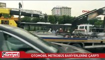 İncirli'de otomobil takla atarak metrobüs yoluna girdi