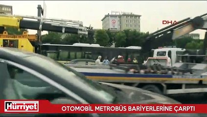 İncirli'de otomobil takla atarak metrobüs yoluna girdi