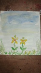 Easy flower drawing by Water colour