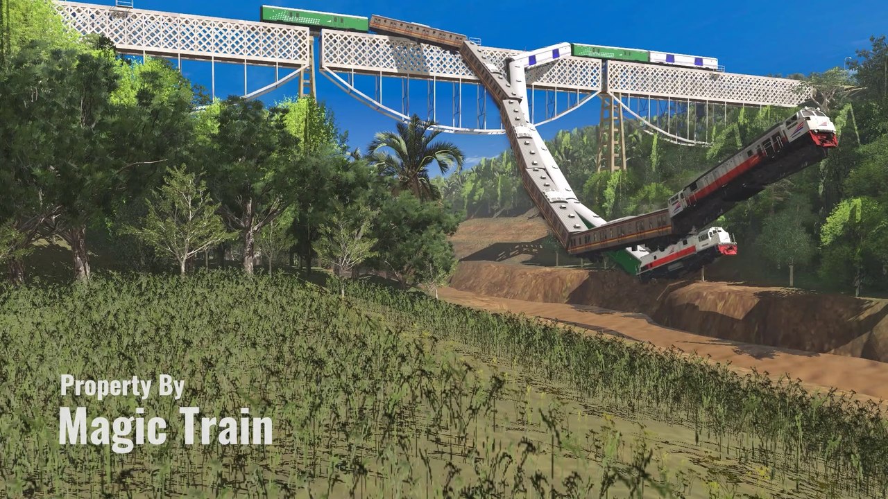 Railroad Journey Flying Train Simulator 2019 | Really Exciting! The train flies over the river, turning, turning and crossing