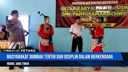 Wayang Tangguh Polres Ngawi Sosialisasikan Keselamatan Berlalu Lintas