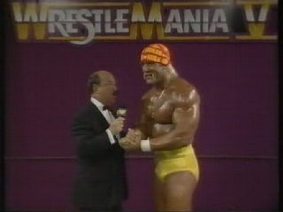 Hulk hogans promo before hes match at wm 5