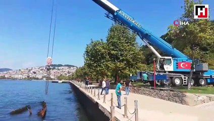 Batık gemiyi çıkartma çalışmaları başladı