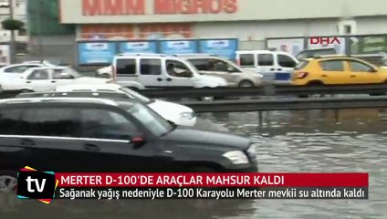 İstanbul'da E-5'i su bastı, trafik durdu