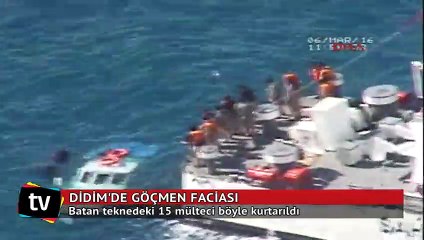 Didim'de batan teknedeki 15 göçmen böyle kurtarıldı