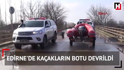 Edirne'de kaçakların botu devrildi