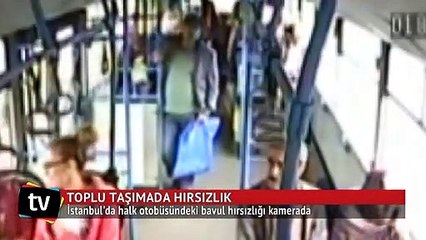 Halk otobüsünde bavul hırsızlığı kamerada