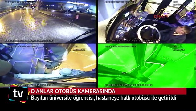 Bayılan üniversite öğrencisi, hastaneye halk otobüsü ile getirildi