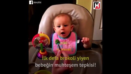 Sevimli bebeğin brokoli ile imtihanı