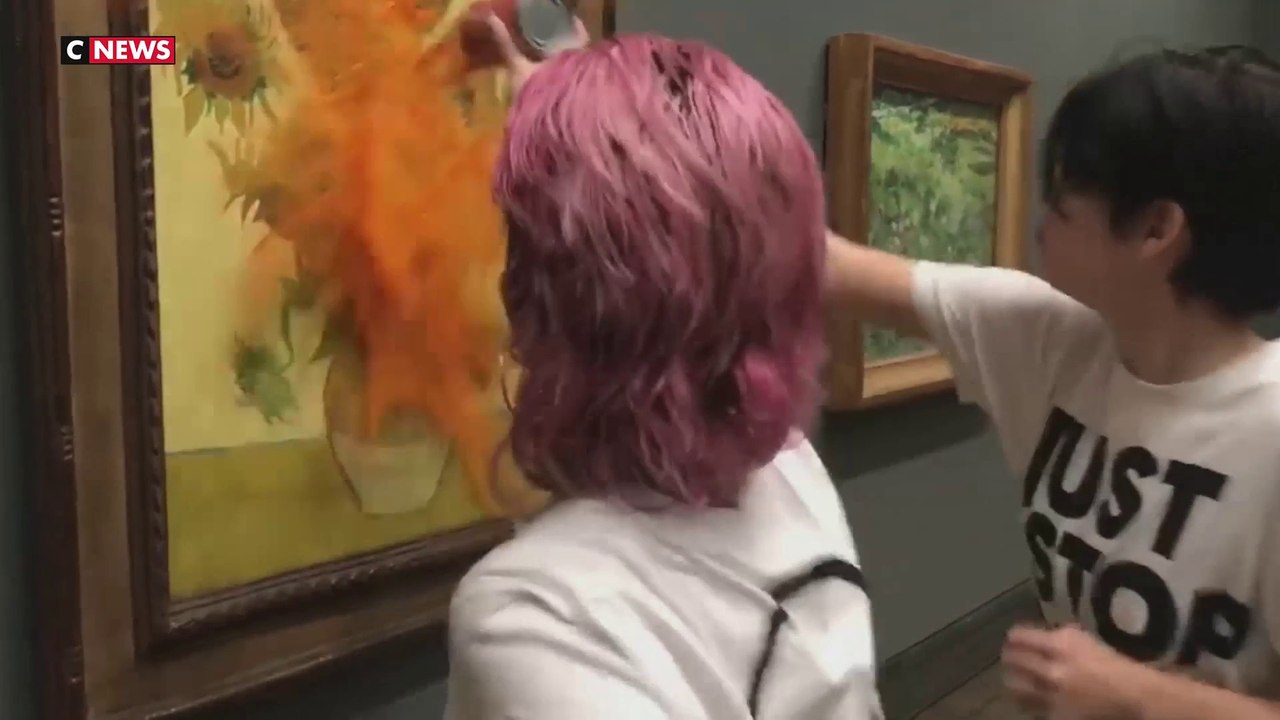 Tournesol De Vincent Van Gogh Des militantes écologistes jettent de la soupe sur les «Tournesols» de