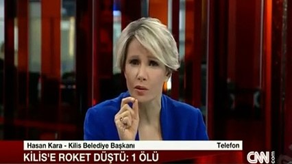 Kilis Belediye Başkanı canlı yayında konuşurken roket düştü