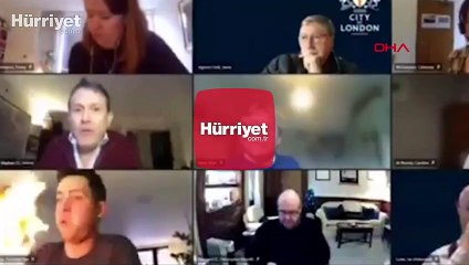 Online toplantı sırasında yangın! İlginç anları sosyal medyada paylaştı