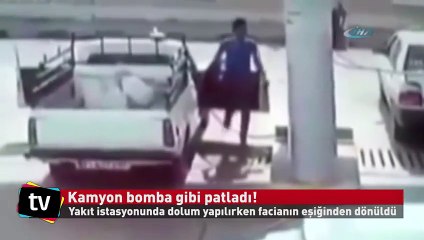 Kamyon bomba gibi patladı