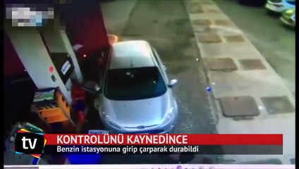 Benzin istasyonuna girdi