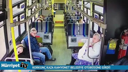 Korkunç kaza! Kamyonet belediye otobüsüne girdi