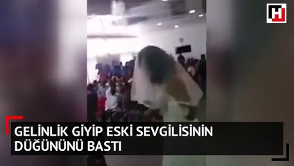 Gelinlik giyip eski sevgilisinin düğününü bastı