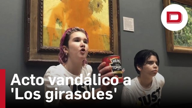 Ecologistas arrojan botes de sopa de tomate Heinz sobre 'Los girasoles' de Van Gogh