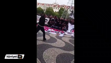 Beşiktaş taraftarı Lizbon sokaklarını tribüne çevirdi
