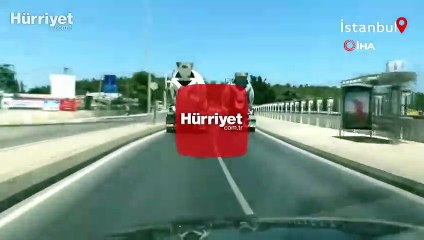 Beton mikserlerinin tehlikeli yarışı kamerada