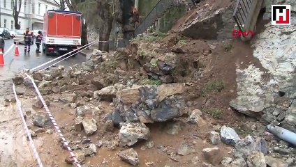 Beykoz'da sabah istinat duvarı çöktü