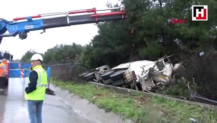 Hasdal'da beton mikseri askeri alana uçtu