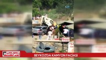Beykoz'da kamyon araçların arasında daldı: Yaralılar var